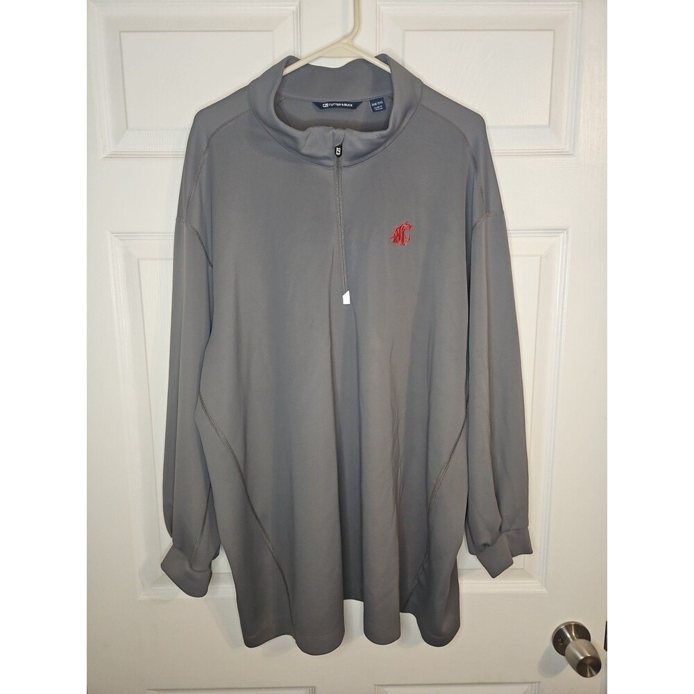 WSU Long Sleeve 1/4 Zip Gray Pullover Mens Size 3XL Cutter&Buck Washington State